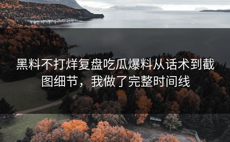 黑料不打烊复盘吃瓜爆料从话术到截图细节，我做了完整时间线